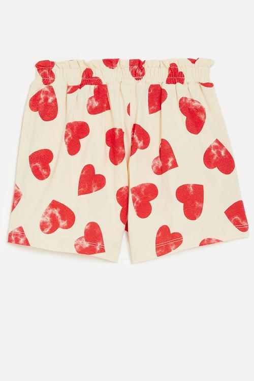 Heart print shorts - red & white