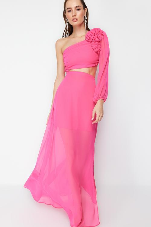 Chiffon gradient evening dress - fuchsia