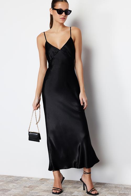 Maxi woven dress - black