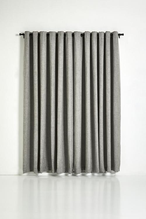 Textured Weave Lined Eyelet Curtain - Grey