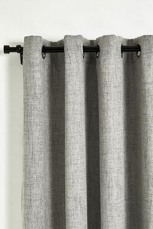 Textured Weave Lined Eyelet Curtain - Grey
