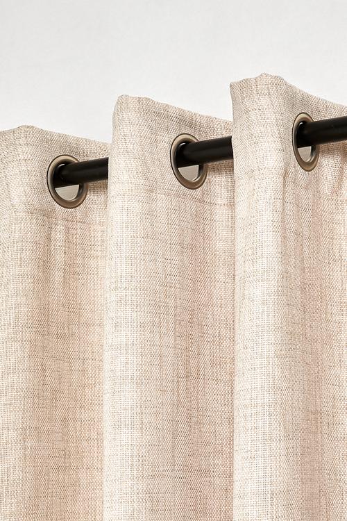 Textured Weave Lined Eyelet Curtain - Neutral