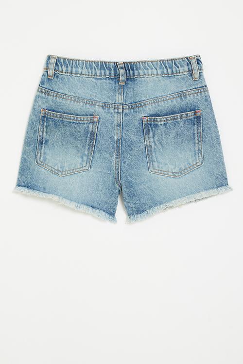 Denim short with studs - denim