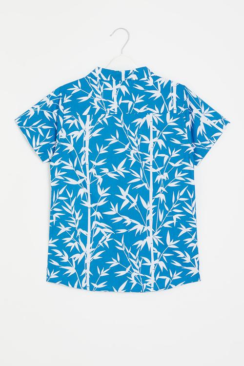 Printed poplin shirt - blue