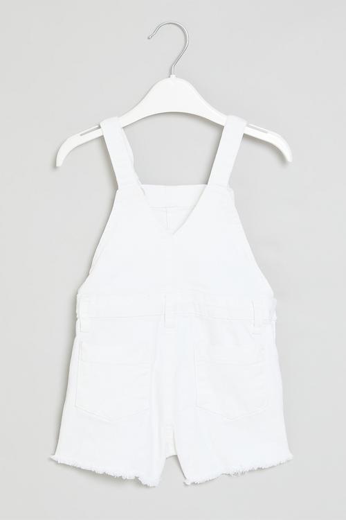 Denim dungaree with tie straps - white