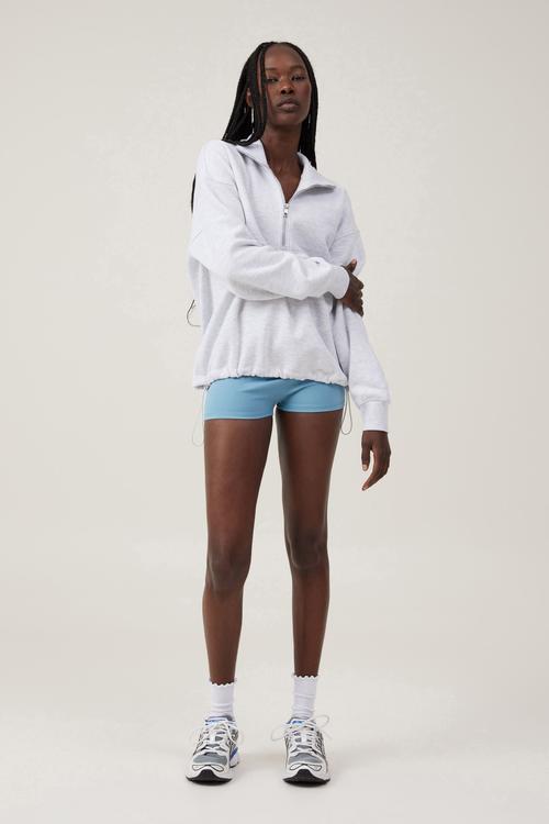 Plush Rib Half Zip Jumper - Cloudy Grey Marle
