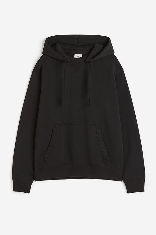 Relaxed fit hoodie - black