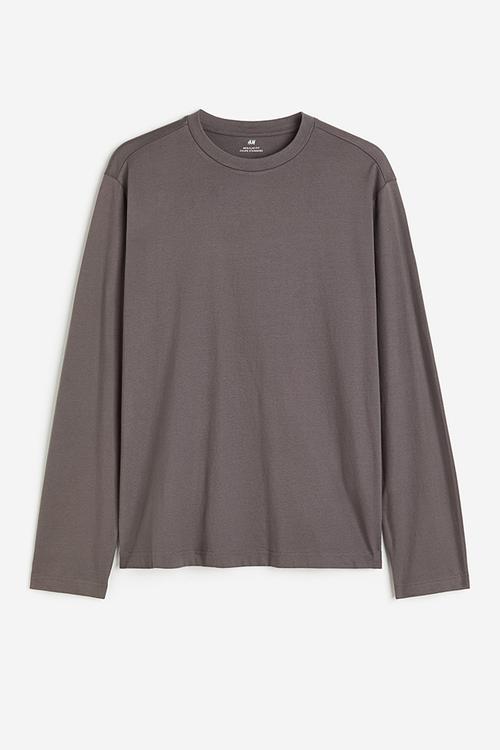 Regular fit jersey top - grey