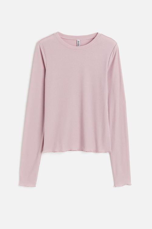 Sheer ribbed top - pink