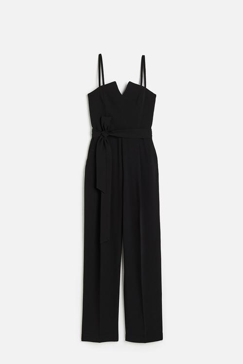 Tie-belt jumpsuit - black