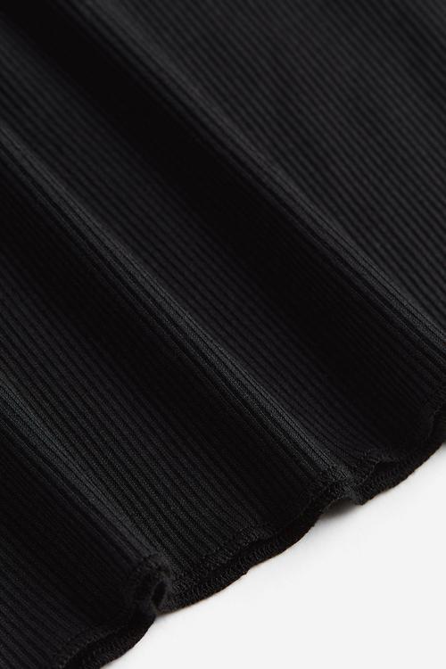 Sheer ribbed top - black