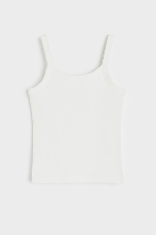 Ribbed strappy top - white