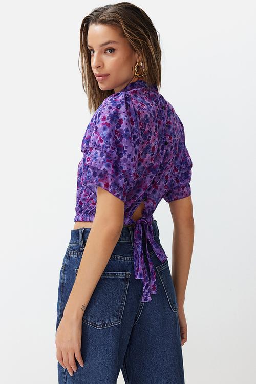 Floral pattern blouse - lilac