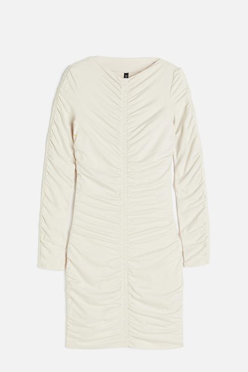 Draped bodycon dress - light beige