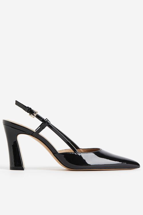 Patent slingbacks - black