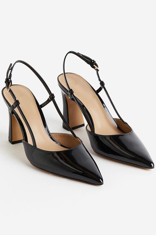 Patent slingbacks - black