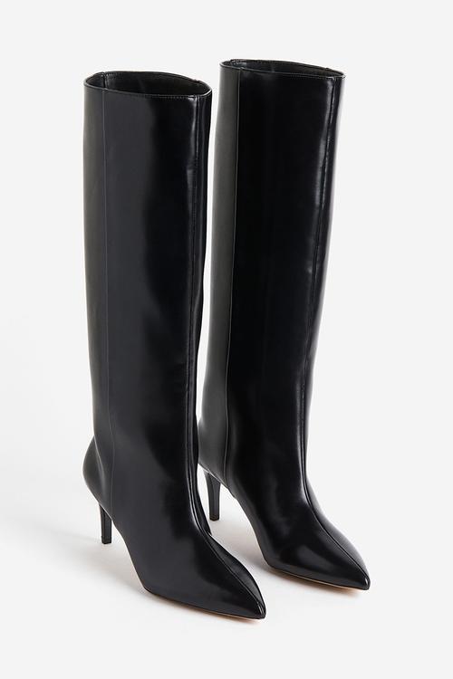 Knee-high heeled boots - black