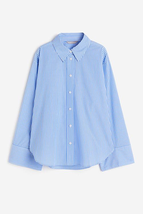 Oversized cotton shirt - Blue Striped