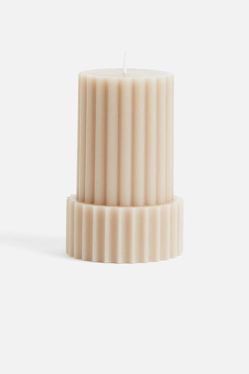 Shaped pillar candle - beige
