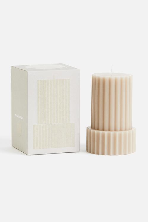 Shaped pillar candle - beige