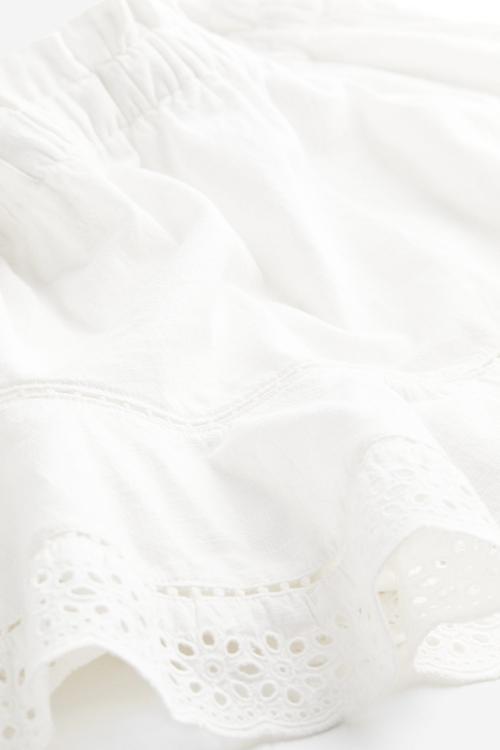 Broderie anglaise paper bag skirt - white