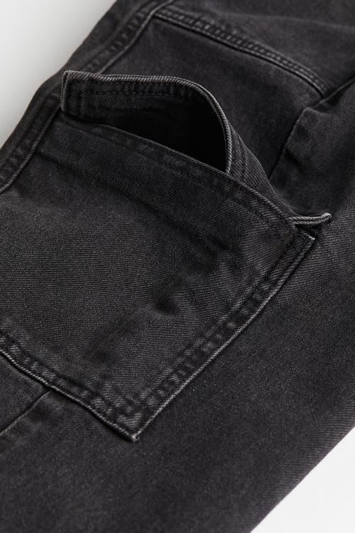 Denim cargo trousers - black