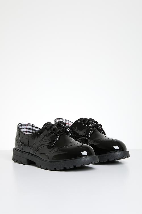 Patent lace up shoes - black