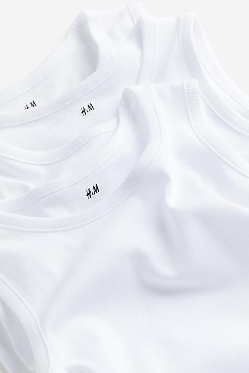 3-pack cotton jersey vest tops - white