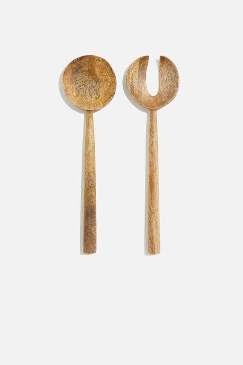 Wooden salad servers - beige