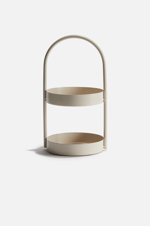 Two-tiered tray - light beige
