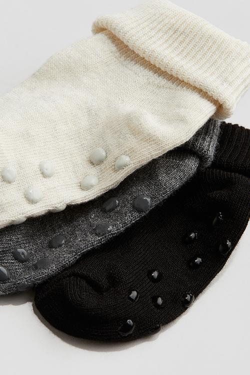 3-Pack anti-slip-socks - dark grey marl black