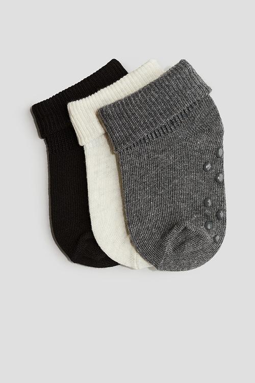 3-Pack anti-slip-socks - dark grey marl black