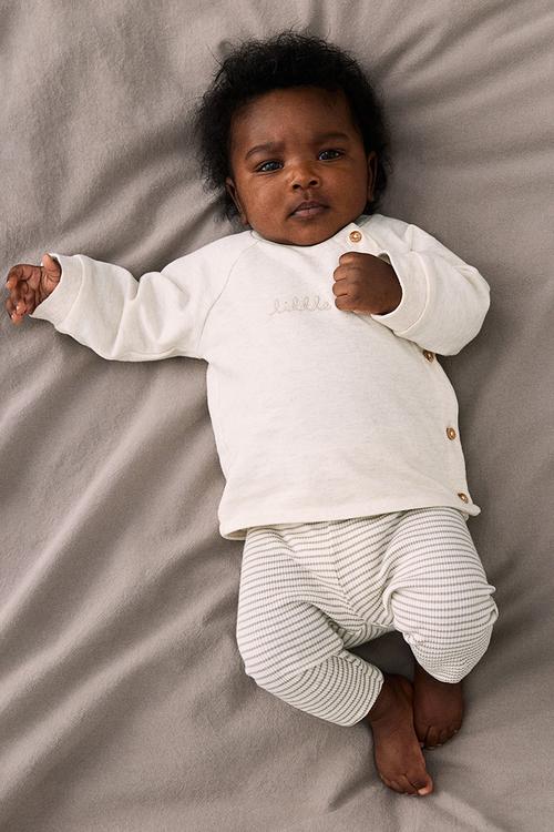 2-piece cotton set - beige & white