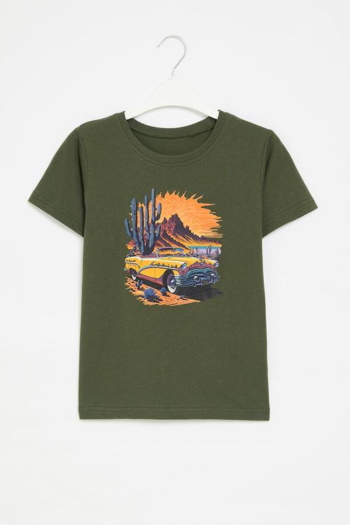 Printed tee - olive green