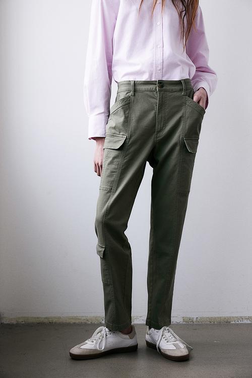 Twill cargo trousers - khaki green