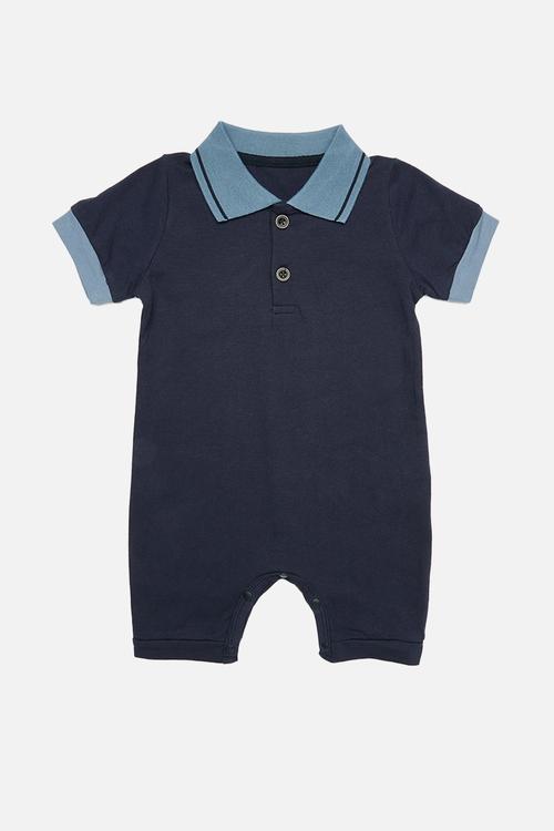 Collared romper - dark blue