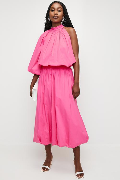 Asym exaggerated bubble top - carmine rose