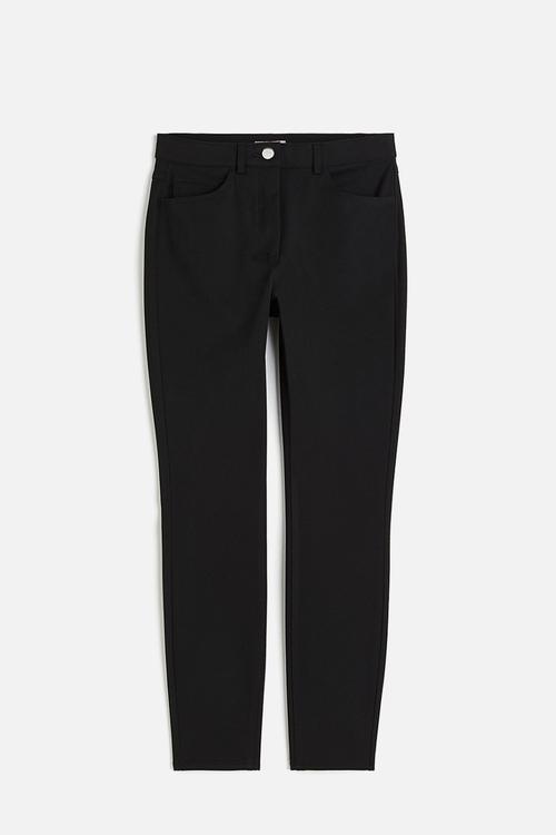 Slim fit twill trousers - black