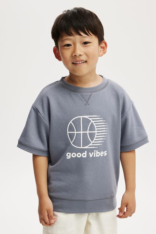Sandy short sleeve sports crew - steel/good vibes