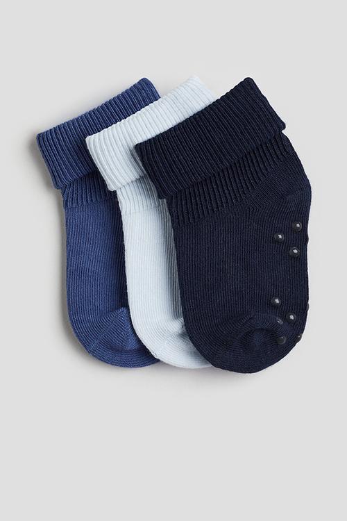 3-Pack anti-slip-socks - dark blue & light blue 
