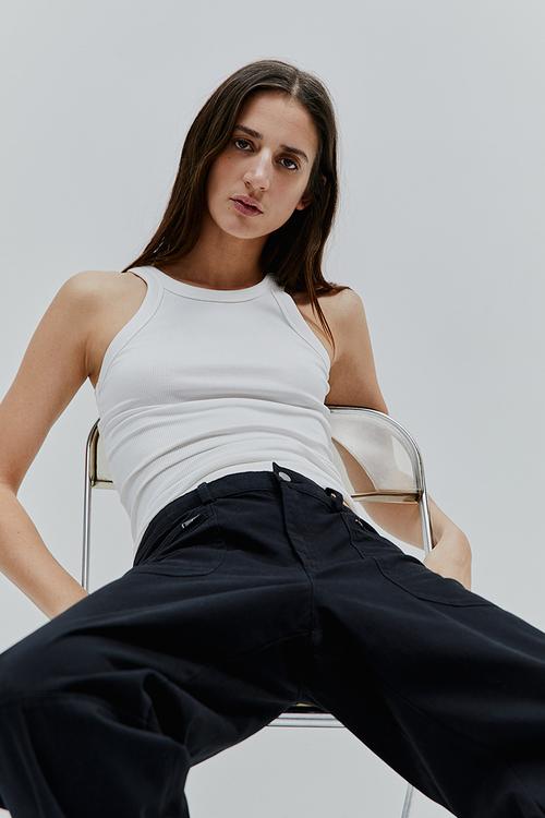 Twill cargo trousers - black