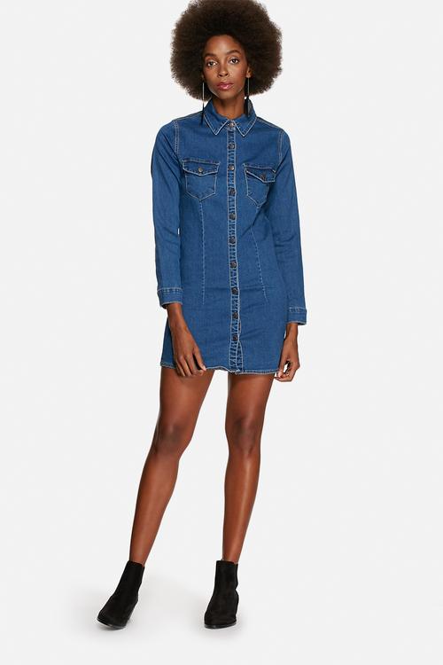 Denim Button Thru Dress