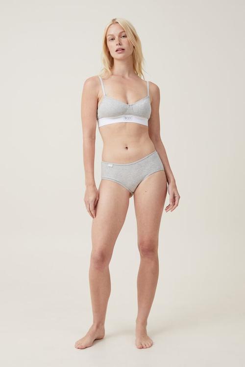 Organic cotton rib boyleg brief - mid grey marle