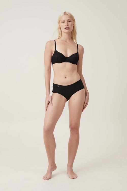 Organic cotton rib boyleg brief - black