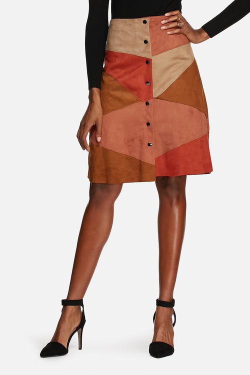 Suede Patchwork Skirt