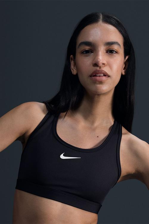 Nike Swoosh Medium Support Women's Padded Sports Bra - Black/ White