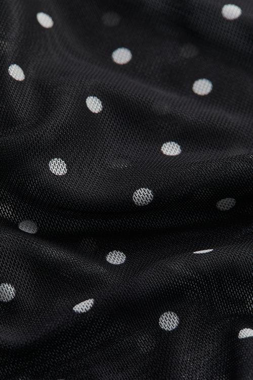 Boat-neck jersey top - black spotted
