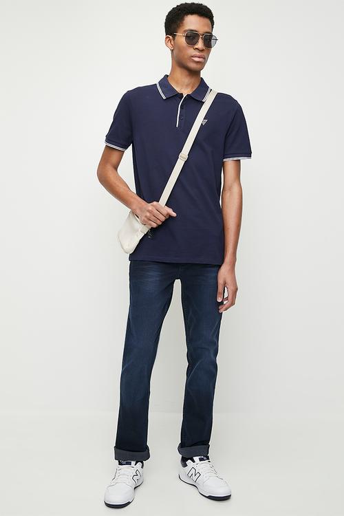 Tipped core polo - cave blue