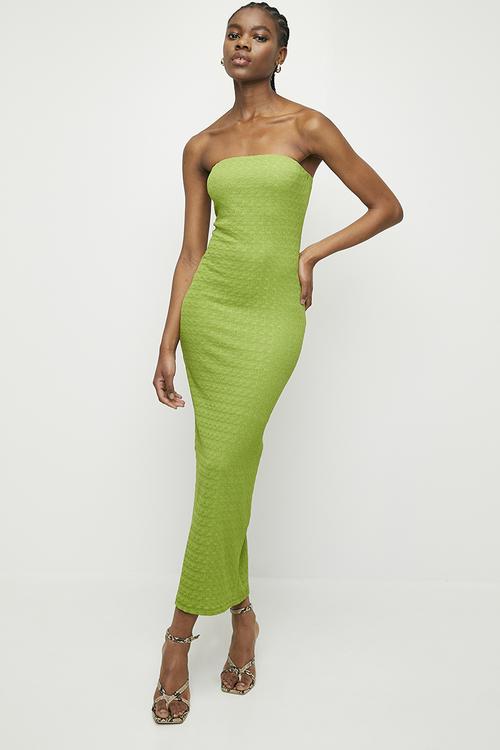 Texture bandeau midi dress - kelp forest