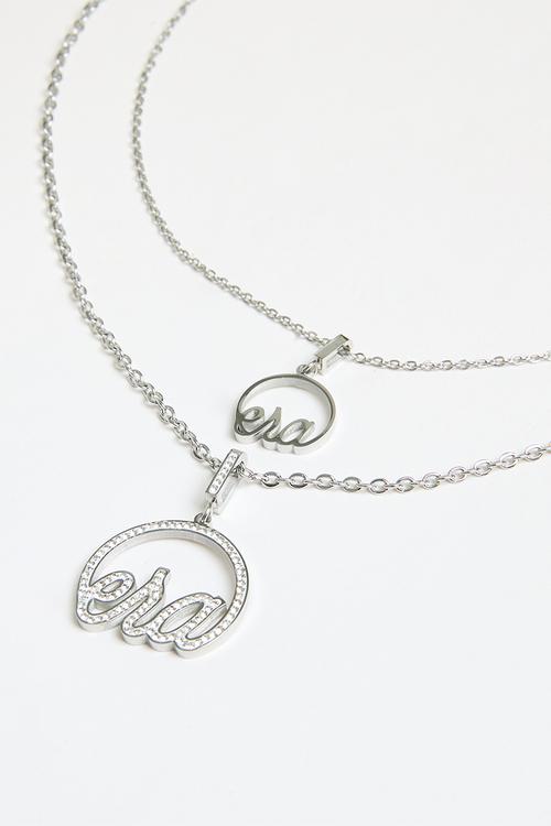 Era precious stacked necklace - silver